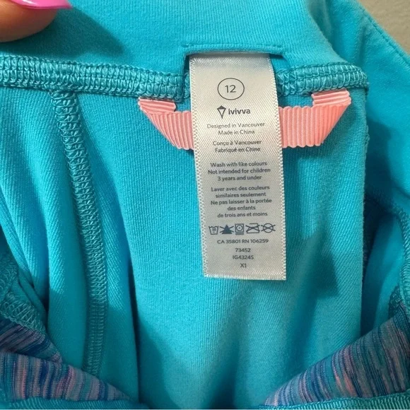 Ivviva Girls Lululemon Brand Blue Zip Up Jacket Size 12
